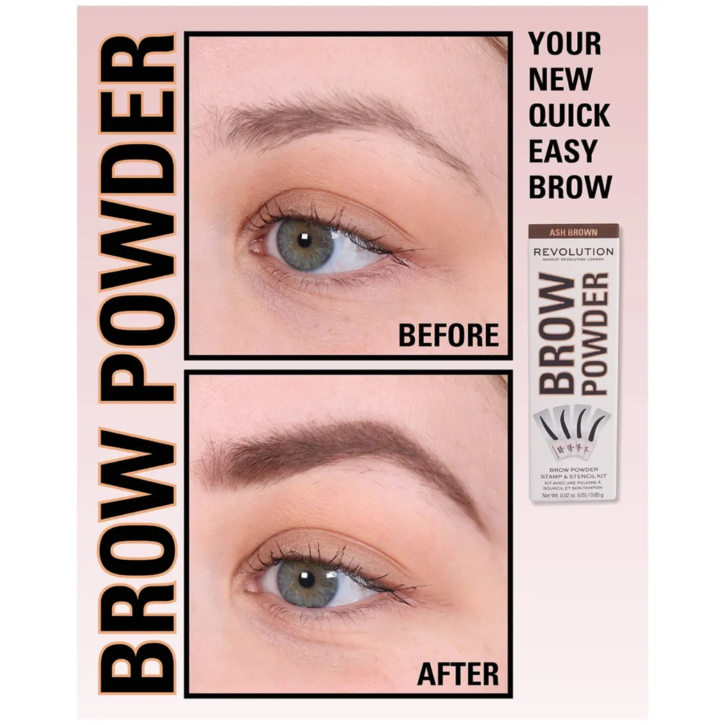 Makeup Revolution Brow Powder Stamp & Stencil Kit Ash Brown