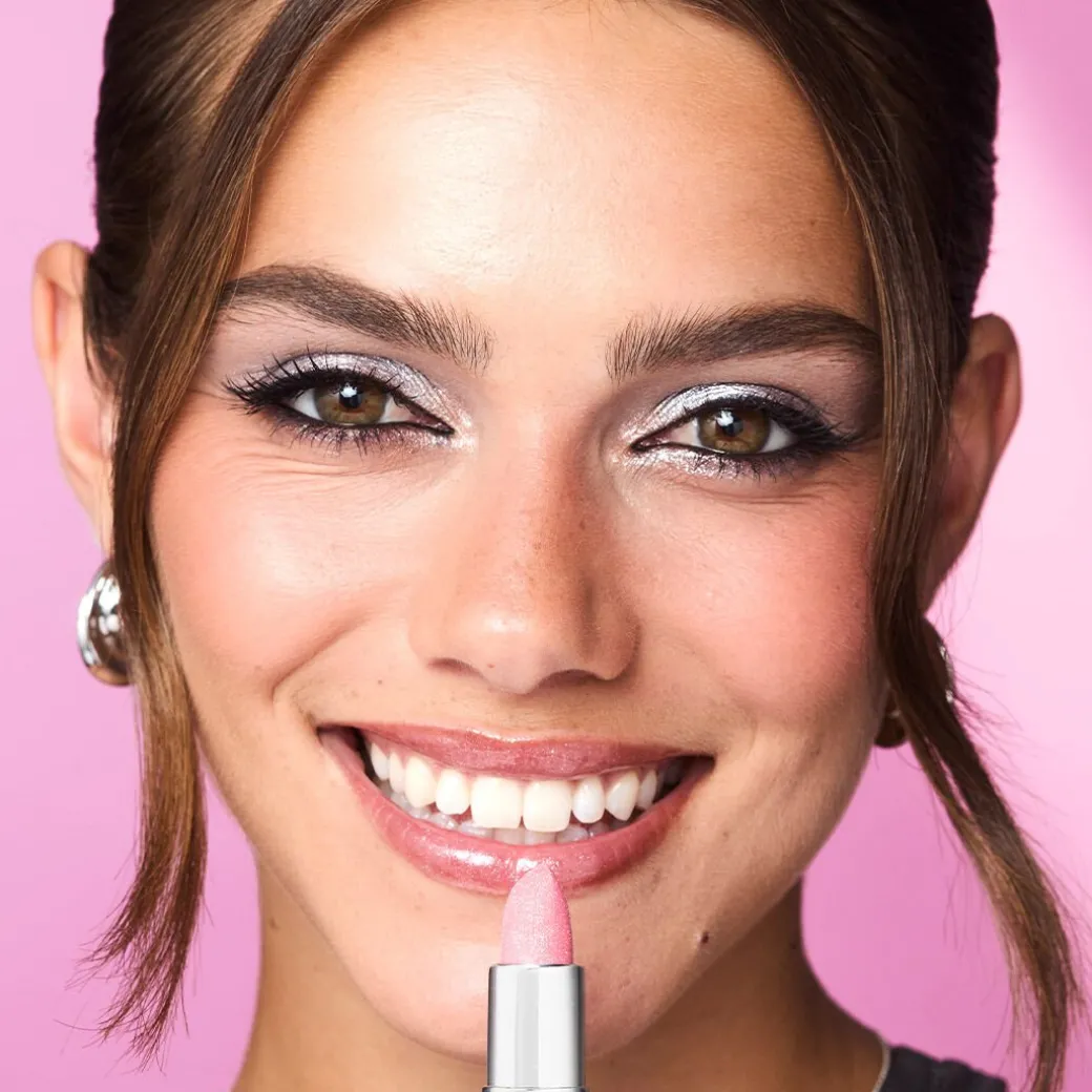 Revolution Metallic Muse Glitter Lipstick Baby Pink