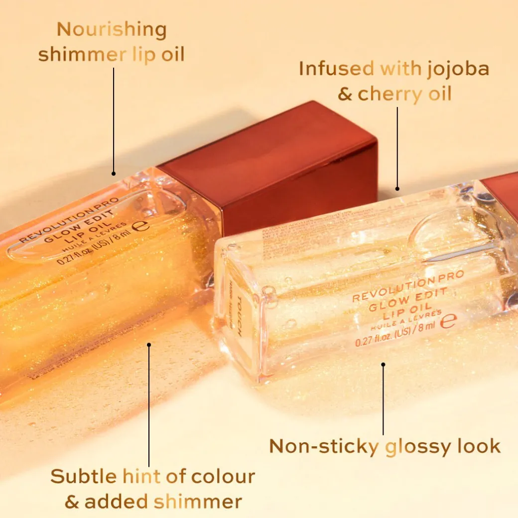Revolution Pro Glow Edit Shimmer Lip Oil Touch Clear